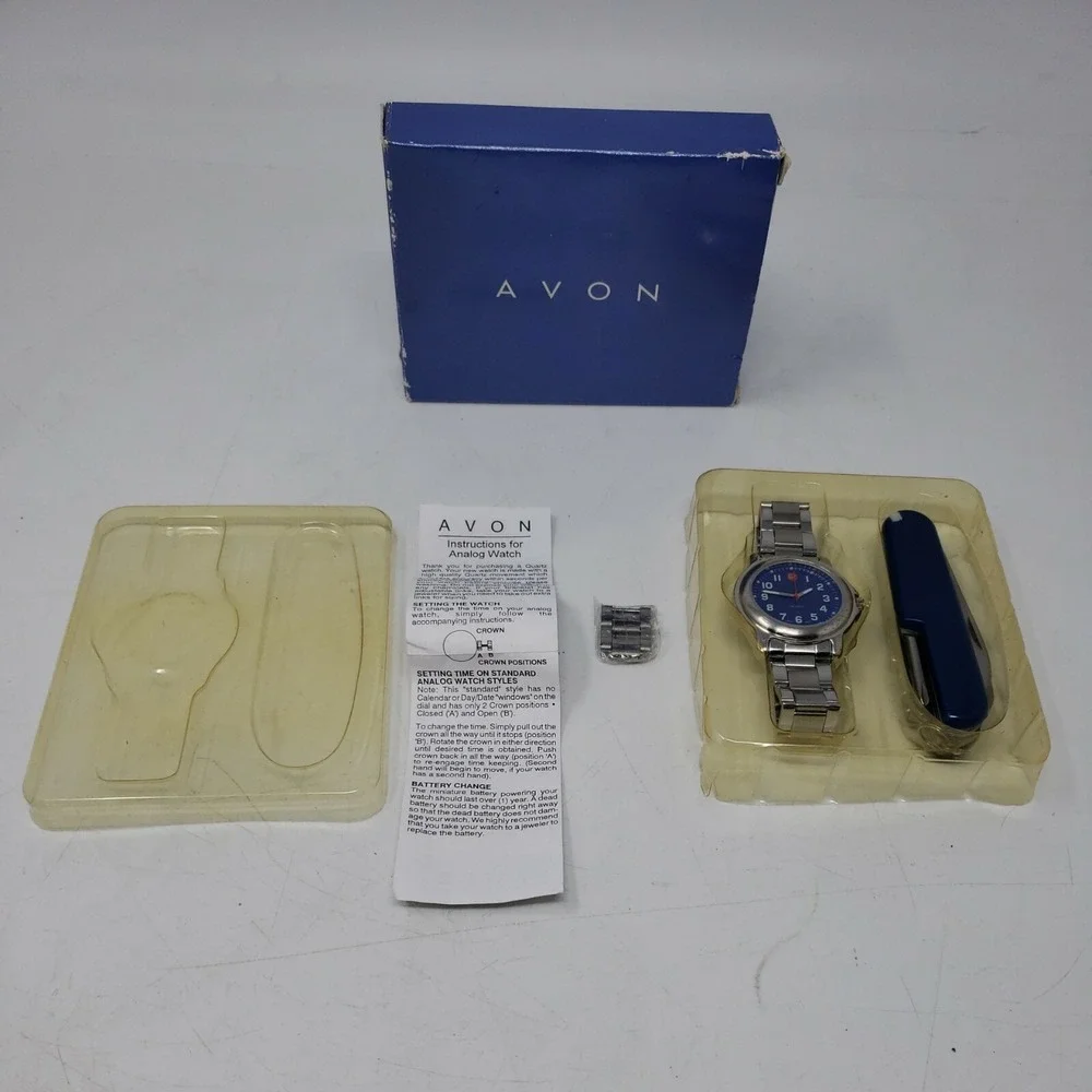 2002 Avon Quartz‎ Watch & Multi-Function Knife Gift Box Set / BRAND NEW